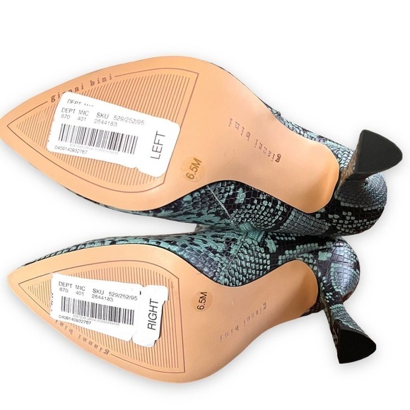 Gianni Bini Lennoxe Snake Print Leather Tall 4" Heel Black Teal Boots 6.5 NWT - Picture 12 of 13